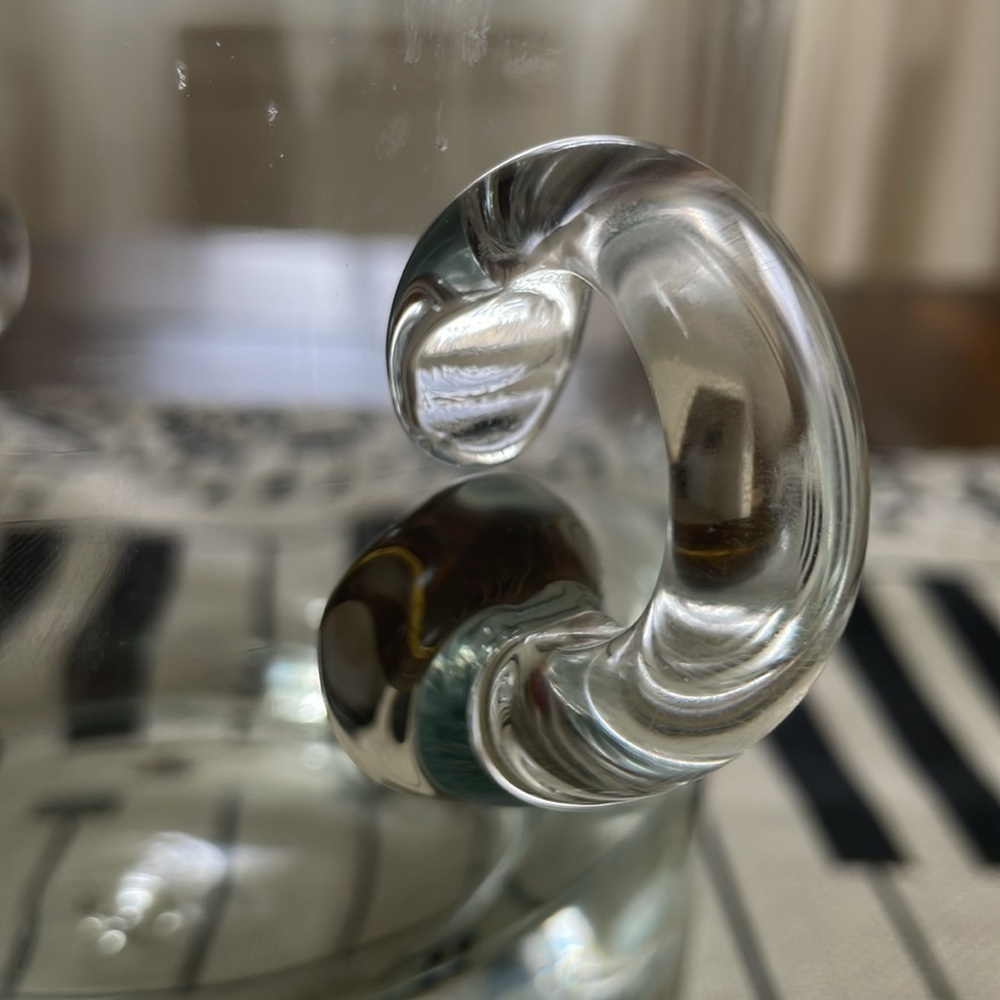 Mid Century Bubble Handblown Glass Ice Bucket Bar Accessory with Elegant Handles - Picture 8 of 8